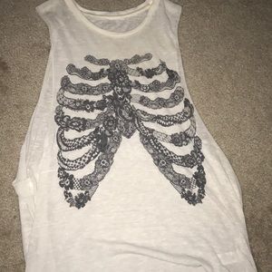 Flowered ribcage tank top